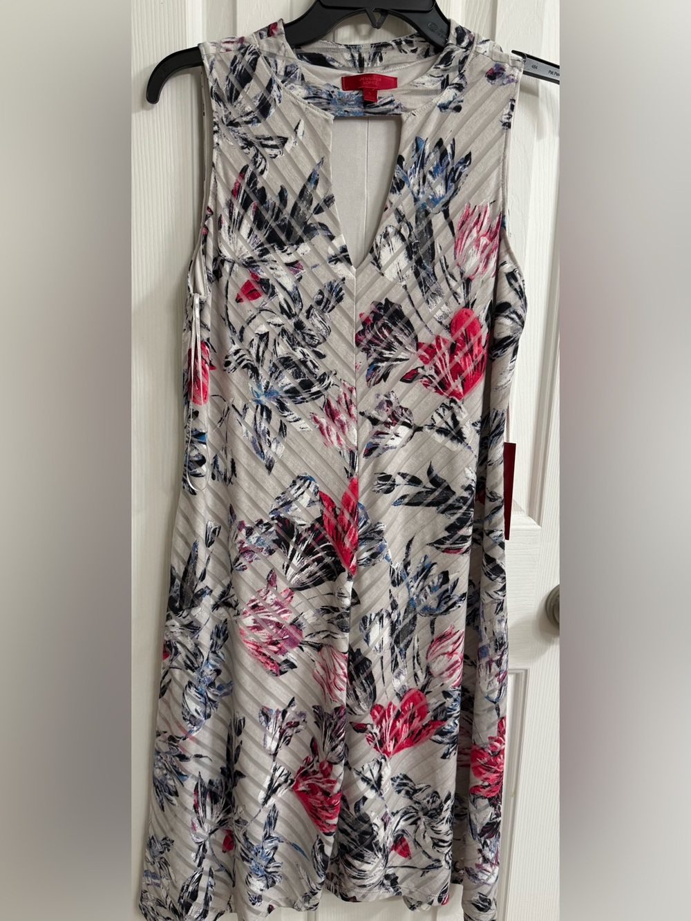 Jennifer Lopez Women's Multicolor Floral Sleeveless Front Keyhole Dress Size S